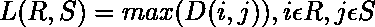 L(R, S) = max(D(i, j)), i\epsilon R, j\epsilon S